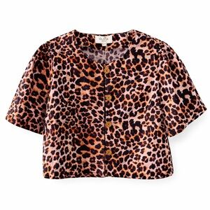 Olivia By LIVRO Heidi Leopard Cotton Top Brown Size Large NWT
